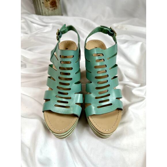 Anna Luz Leather Open Toe Wedge Sandals Handmade Brazil 10 - Picture 4 of 13